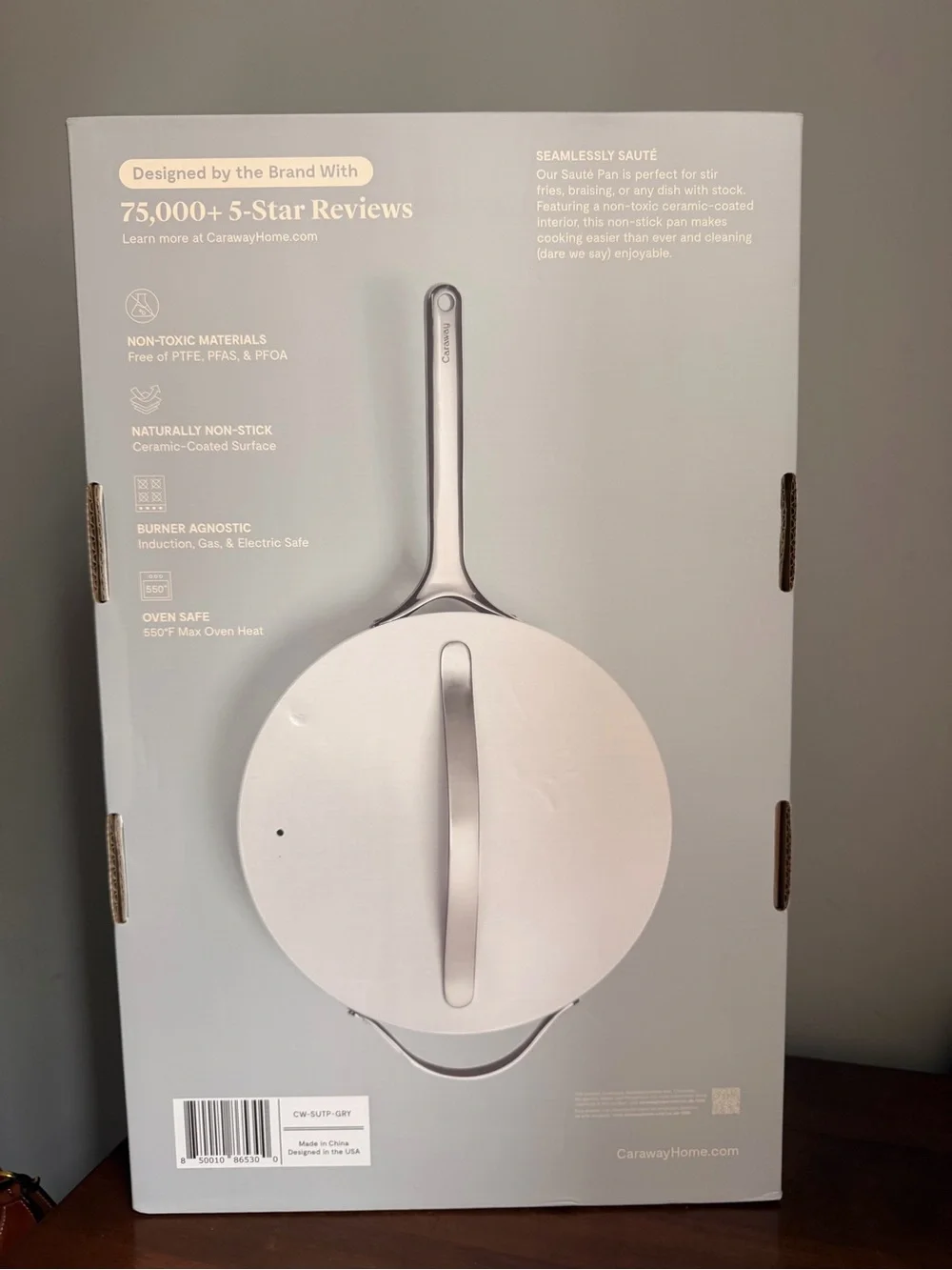 Caraway 4.5 Qt Sauté Pan with Lid – Gray | Brand New